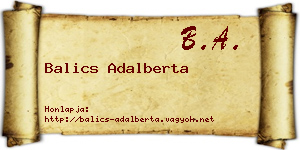 Balics Adalberta névjegykártya